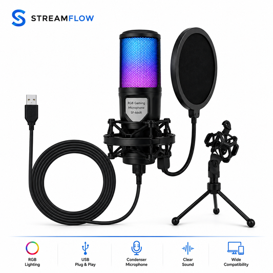 StreamFlow StudioMic Pro™ RGB USB Microphone